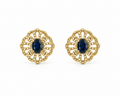 9ct Yellow Gold Blue Sapphire Filigree Stud Earrings