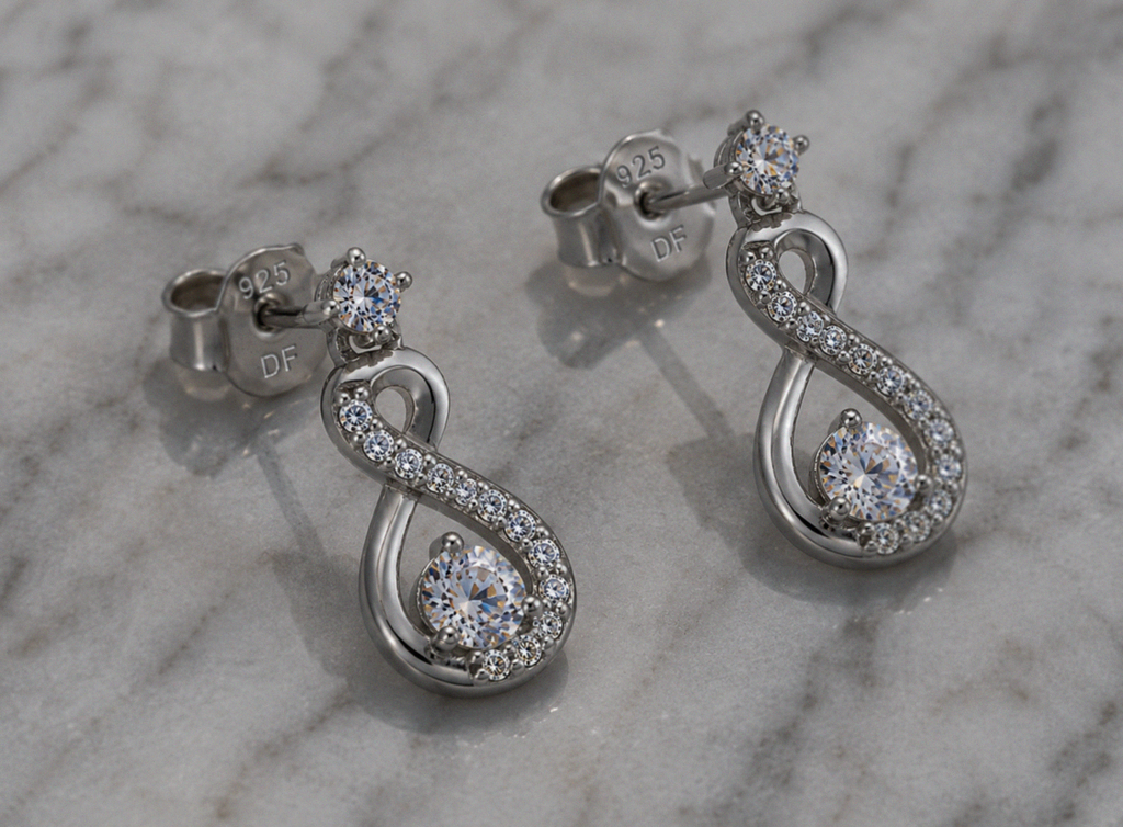 Diamonfire Sterling Silver Zirconia Infinity Drop Earrings