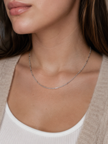 Mixed Length Link Chain Necklace in 9ct White Gold