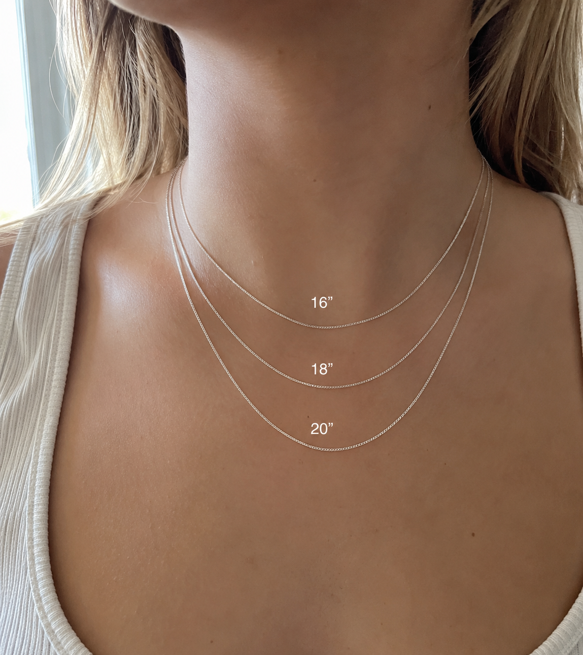 9ct White Gold Diamond-Cut Curb Chain
