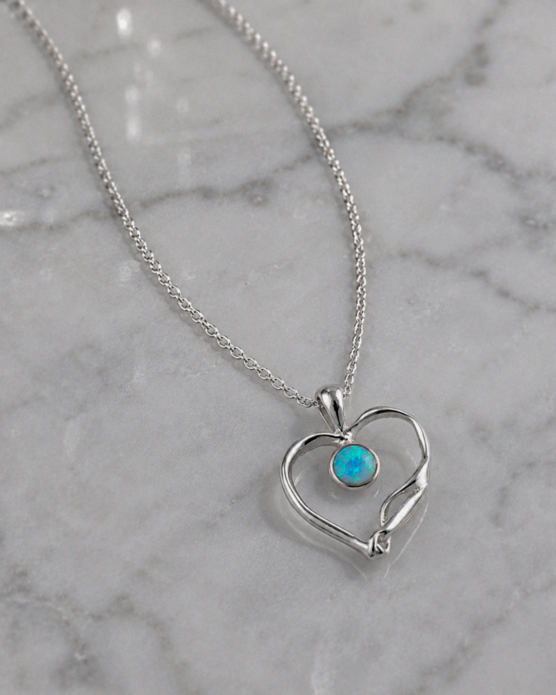 Banyan Blue Opalite Open Heart Pendant Necklace