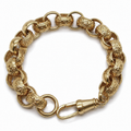 9ct Yellow Gold Engraved & Plain Belcher Bracelet