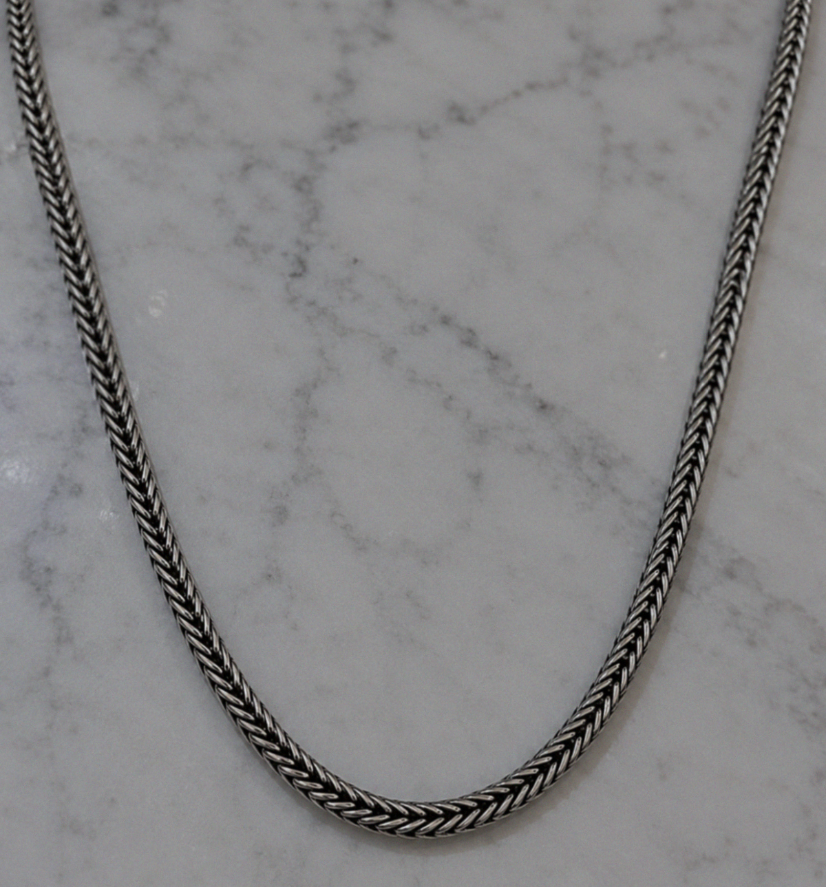 Fred Bennett Oxidised Sterling Silver Foxtail Chain