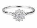 Sterling Silver Cubic Zirconia Flower Halo Ring