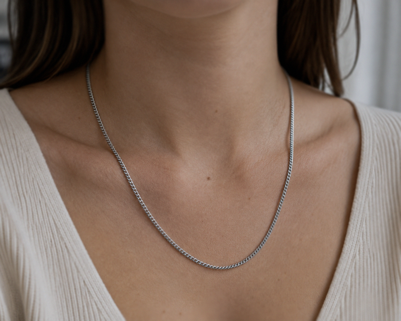 18ct White Gold Diamond-Cut Curb Chain  20” | Solid 6.4g Premium Necklace