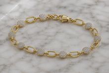 9ct Yellow Gold Cubic Zirconia Circle & Oblong Link Bracelet