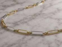 Elongated Link Chain Necklace in 9ct Yellow & White Gold