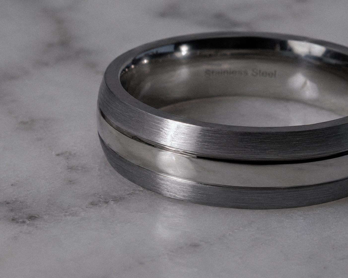 Fred Bennett Brushed & Polished Stainless Steel Band Ring