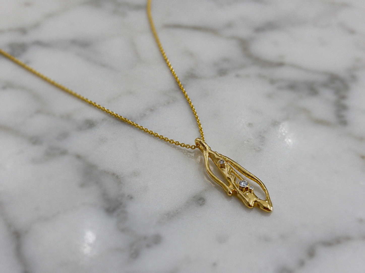Banyan 18ct Gold Vermeil Lab-Grown Diamond Organic Pendant Necklace