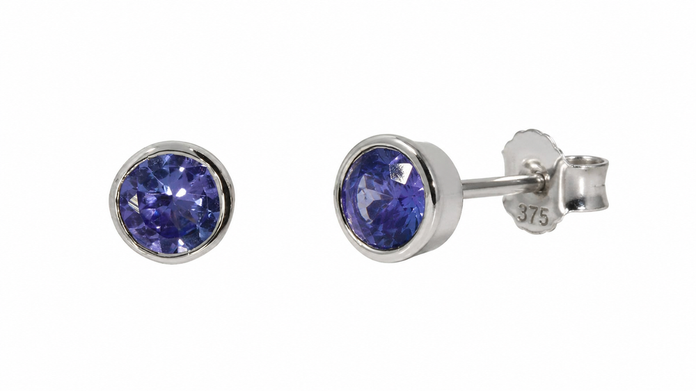 9ct White Gold 0.30ct Citrine Rubover Stud Earrings