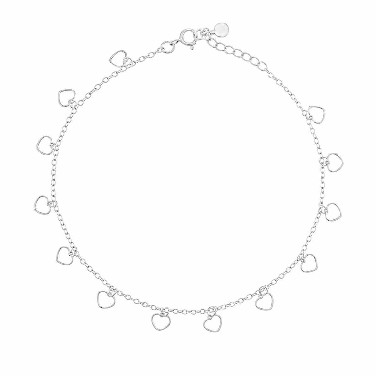 Sterling Silver Multi Heart Anklet 23–28cm