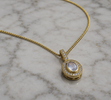 9ct Yellow Gold Blue Moonstone & White Topaz Necklace