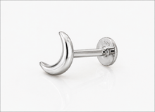 Sterling Silver Crescent Moon Labret Stud Earrings – Pair