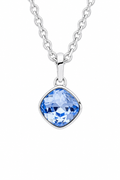 Sterling Silver Cushion Cut Sapphire Crystal Necklace - 51cm