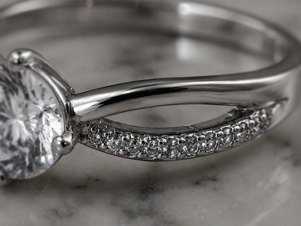 Sterling Silver Cubic Zirconia Crossover Solitaire Ring
