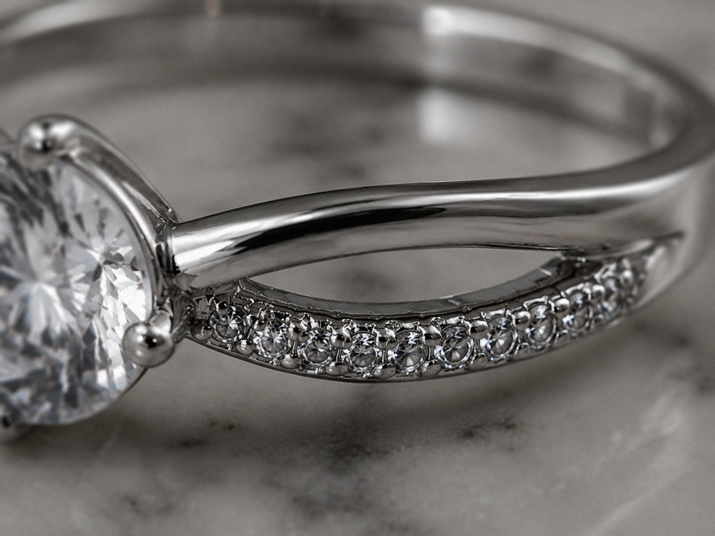 Sterling Silver Cubic Zirconia Crossover Solitaire Ring