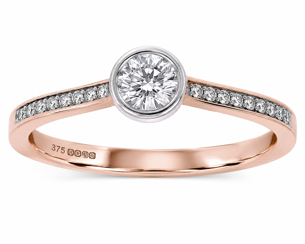 9ct Rose & White Gold Channel-Set Diamond Engagement Ring