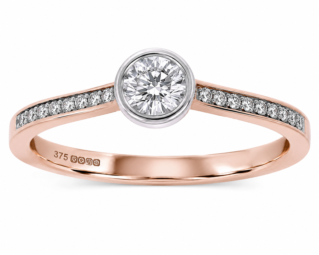 9ct Rose & White Gold Channel-Set Diamond Engagement Ring