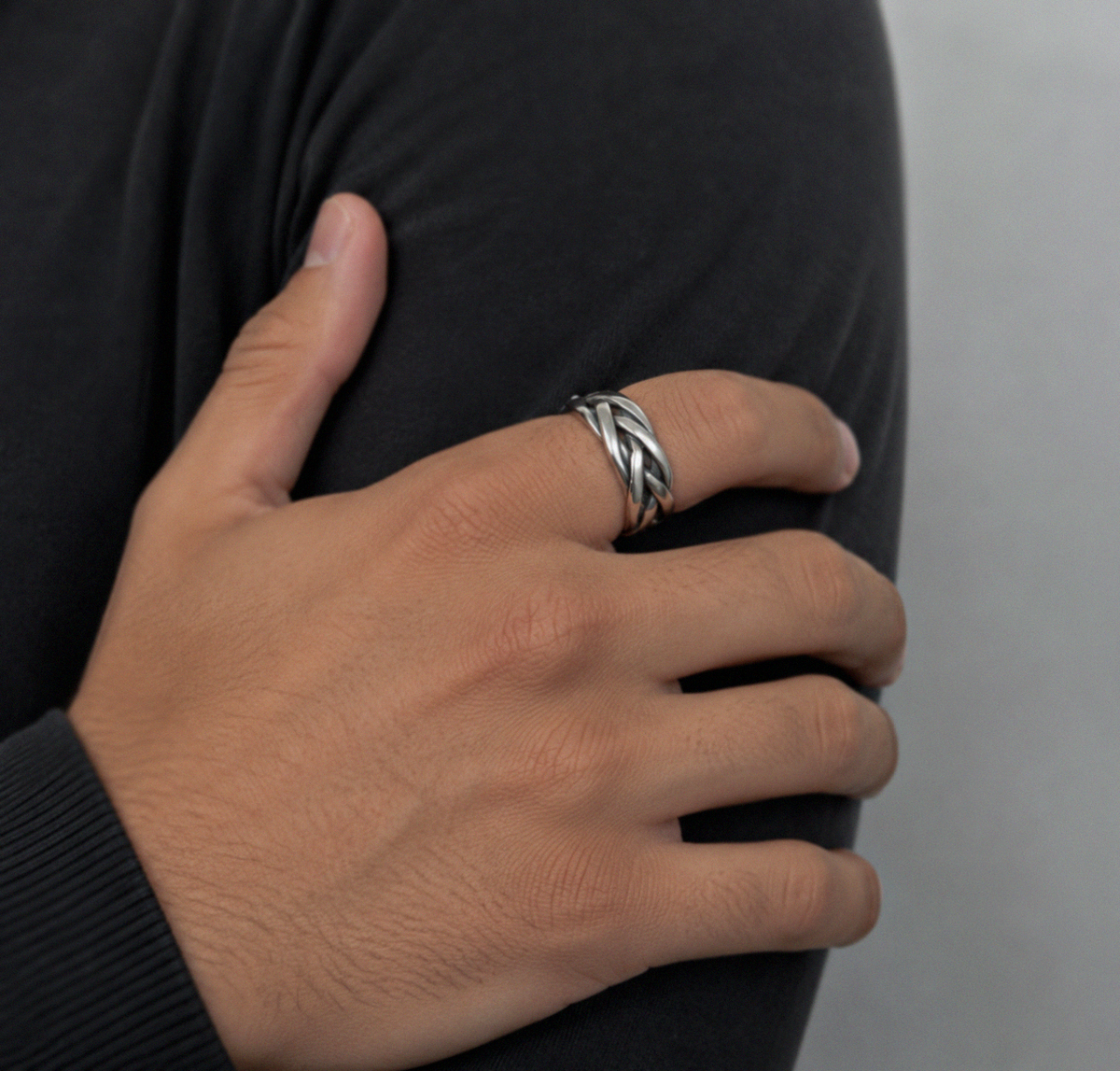 Heavyweight Plaited Design Sterling Silver Ring