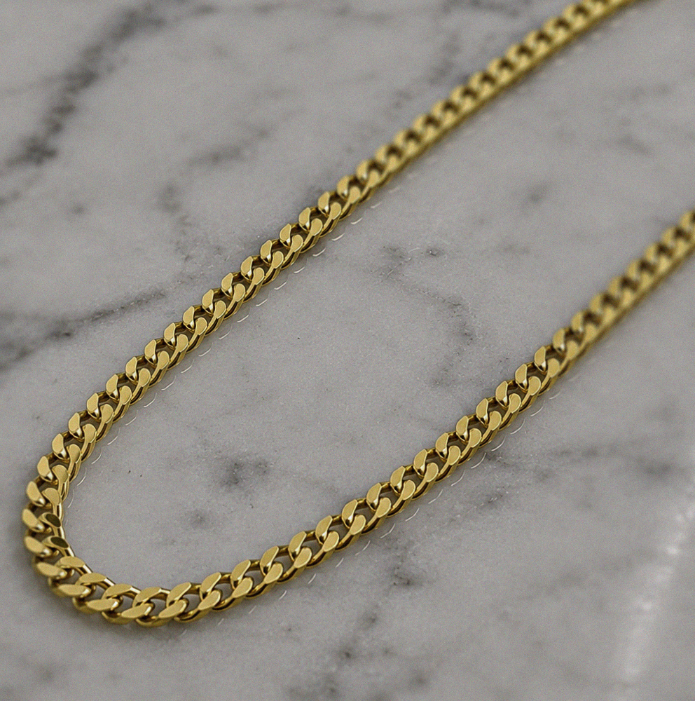 Men’s Gold Plated Cuban Chain Necklace – 4mm | Sterling Silver