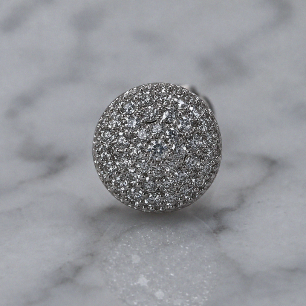 Silver Cubic Zirconia Dome Stud Earrings