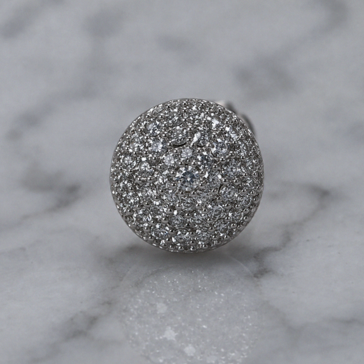 Silver Cubic Zirconia Dome Stud Earrings