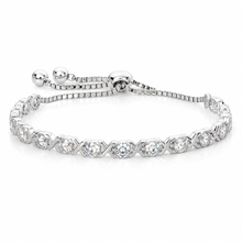 Sterling Silver Moissanite Cross-Link Slider Bracelet