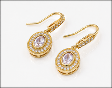 9ct Yellow Gold Blue Moonstone & White Topaz Drop Earrings