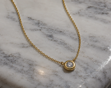 9ct Yellow Gold Diamond Solitaire Bezel Necklace