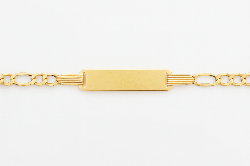9ct Gold Kids Figaro ID Bracelet – 6.5” - PRE ORDER