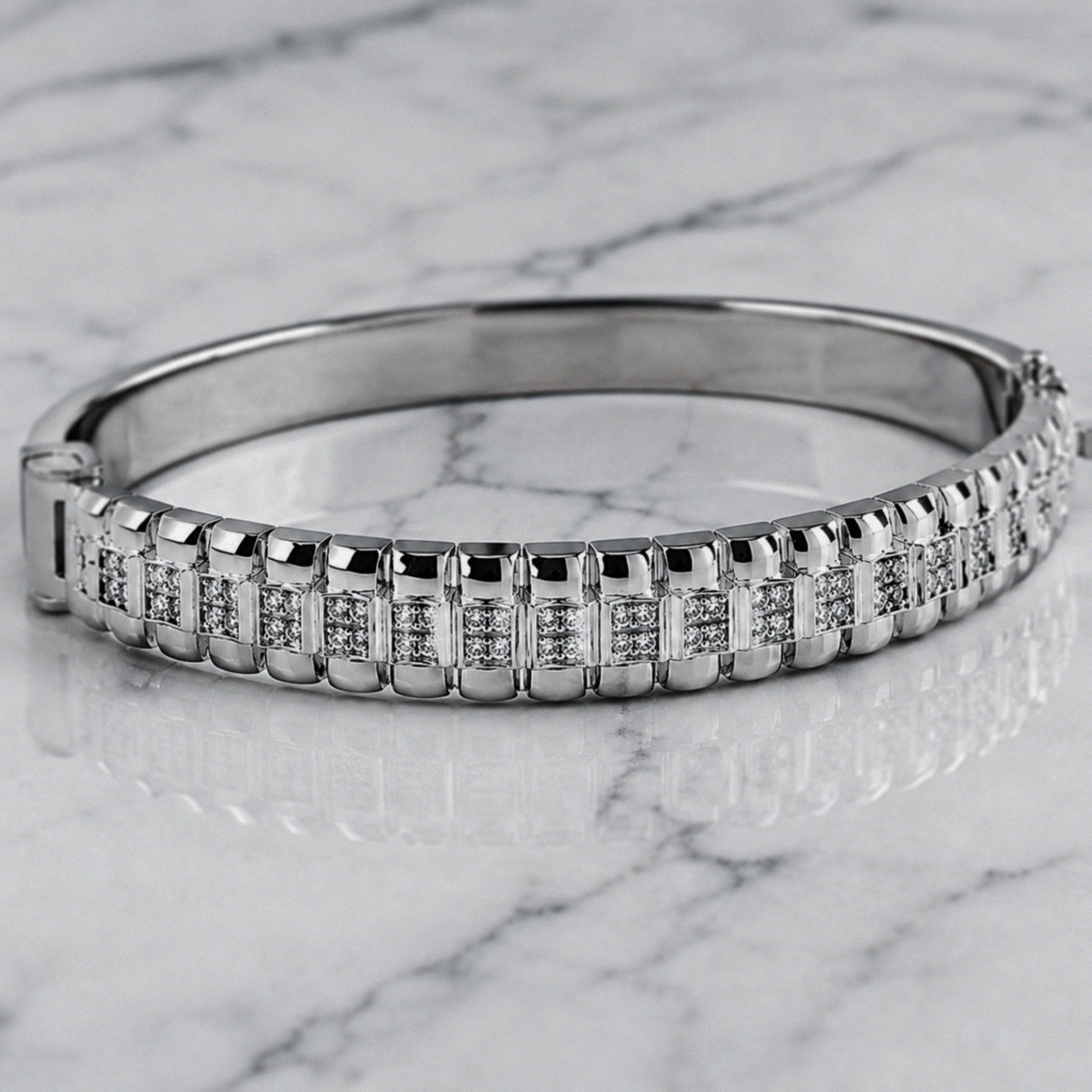 Children's Silver Cubic Zirconia Watch-Link Bangle