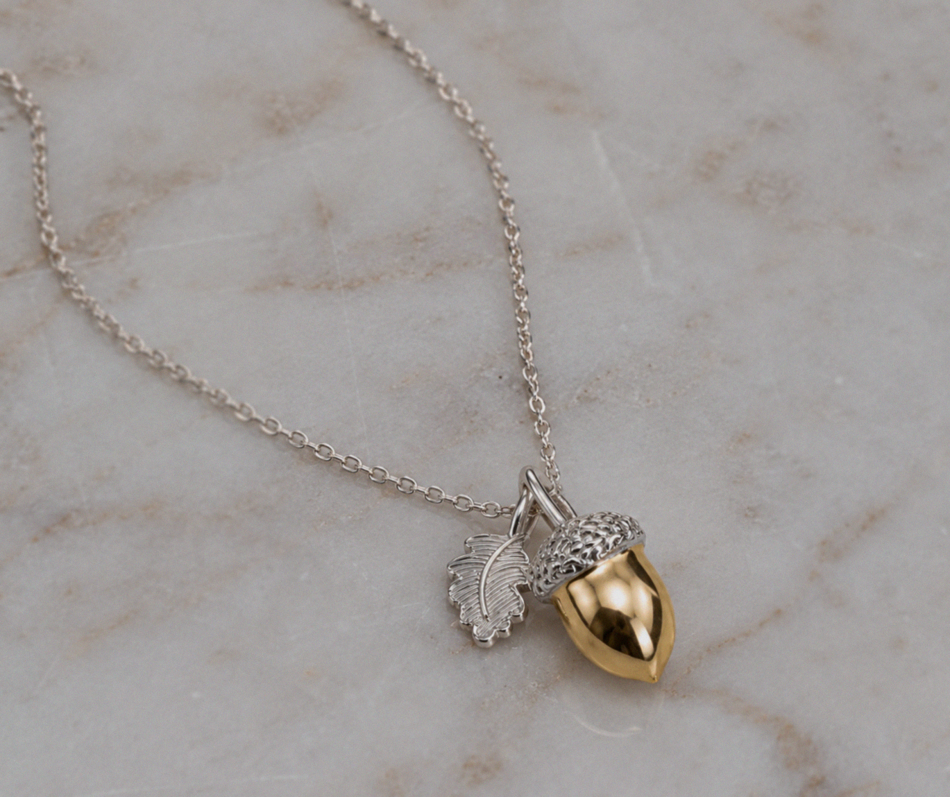 Laura Ashley Broadoak Two-Tone Silver Acorn Necklace