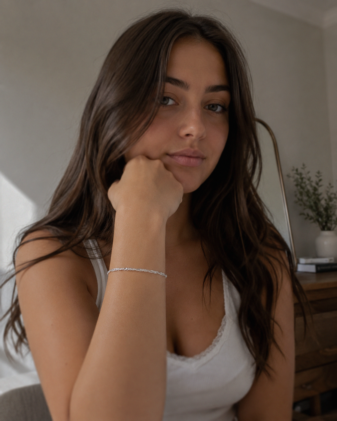 Sterling Silver Twisted Chain Charm Bracelet