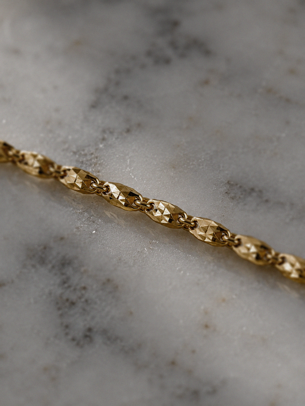 Diamond Cut Bead Bar Necklace in 9ct Yellow Gold