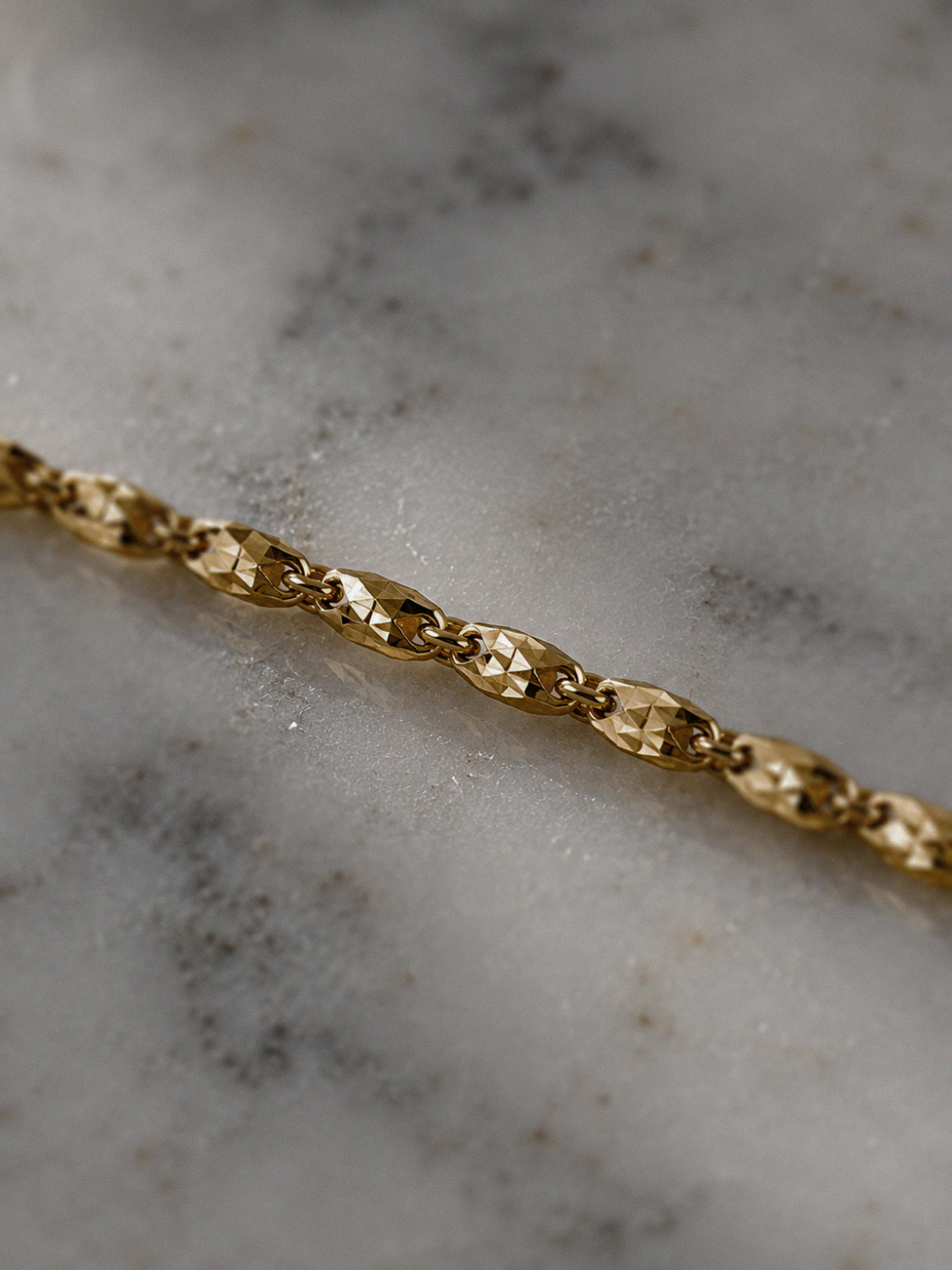 Diamond Cut Bead Bar Necklace in 9ct Yellow Gold