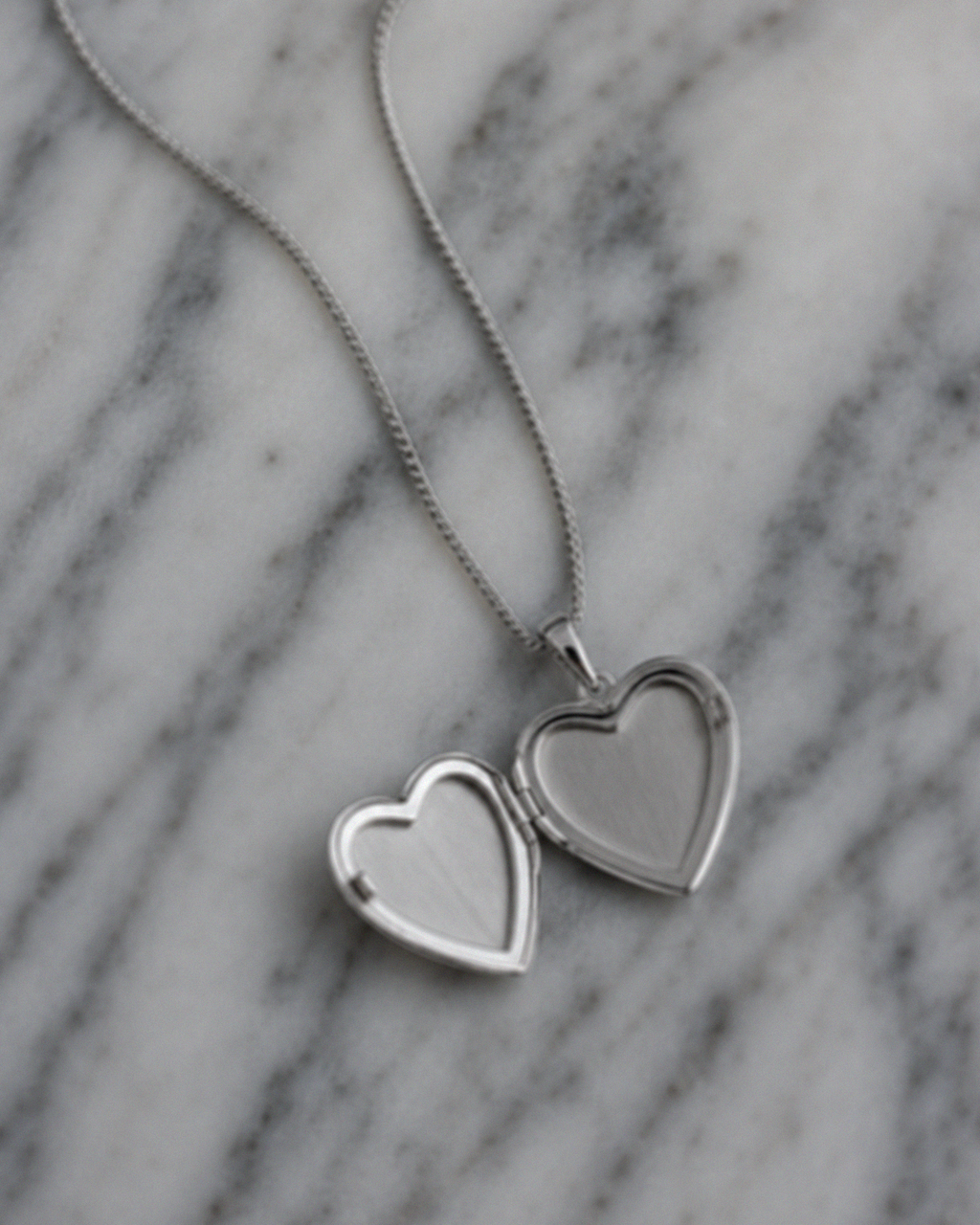 Sterling Silver Heart Locket Pendant Necklace - Starburst Details