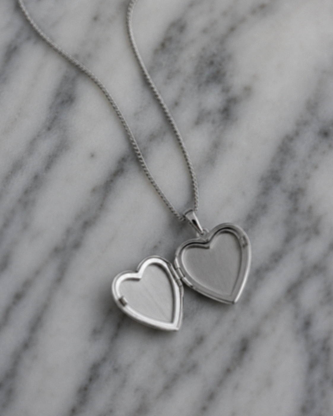 Sterling Silver Heart Locket Pendant Necklace - Starburst Details