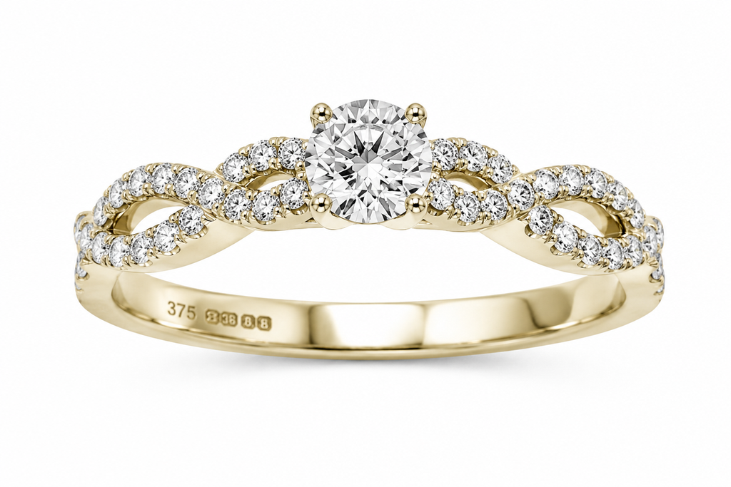 9ct Yellow Gold Diamond Double Twist Engagement Ring