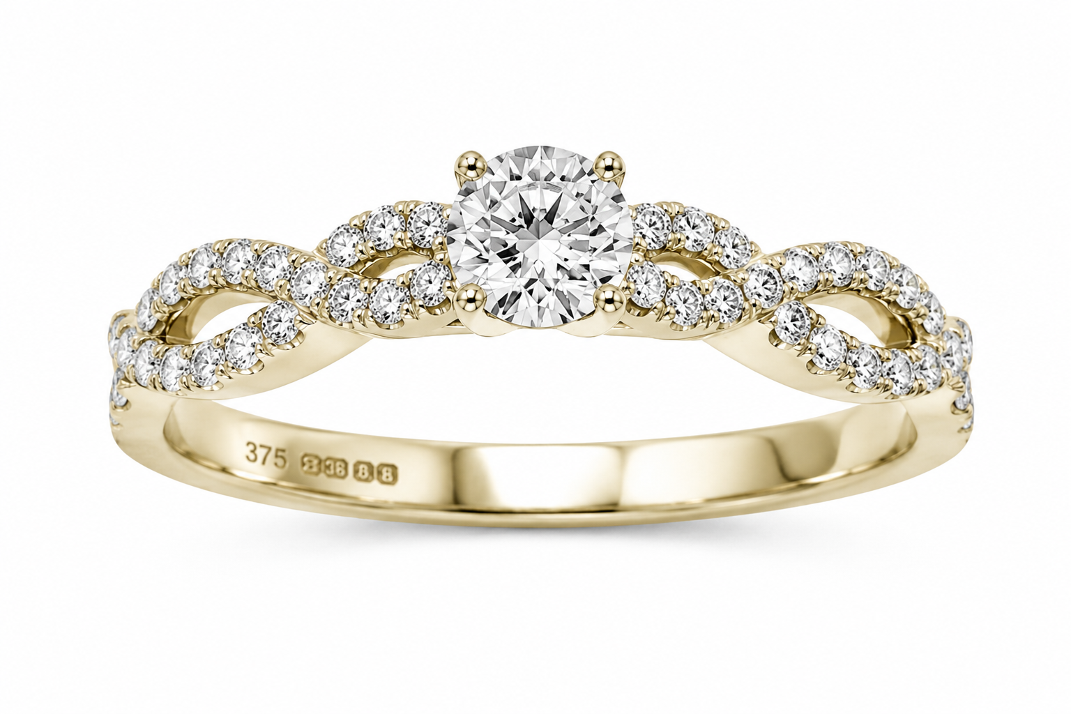 9ct Yellow Gold Diamond Double Twist Engagement Ring