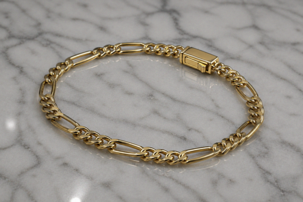 Men’s Yellow Gold-Plated Sterling Silver Figaro Bracelet