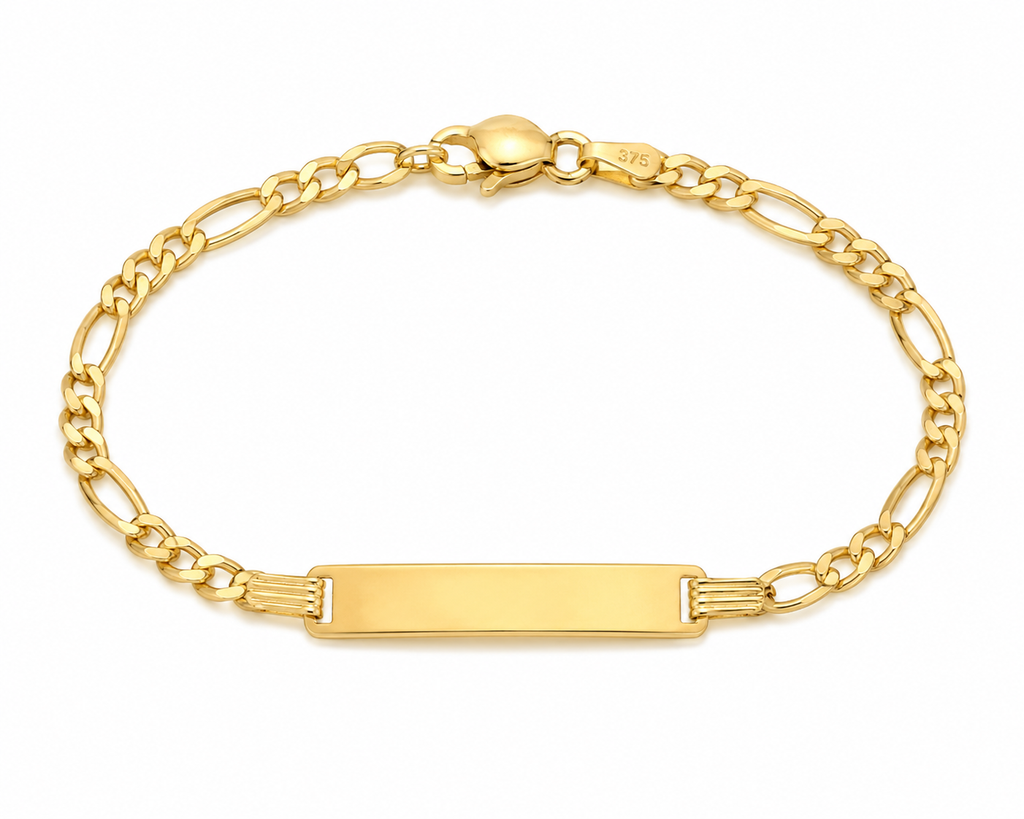 9ct Gold Kids Figaro ID Bracelet – 6.5”