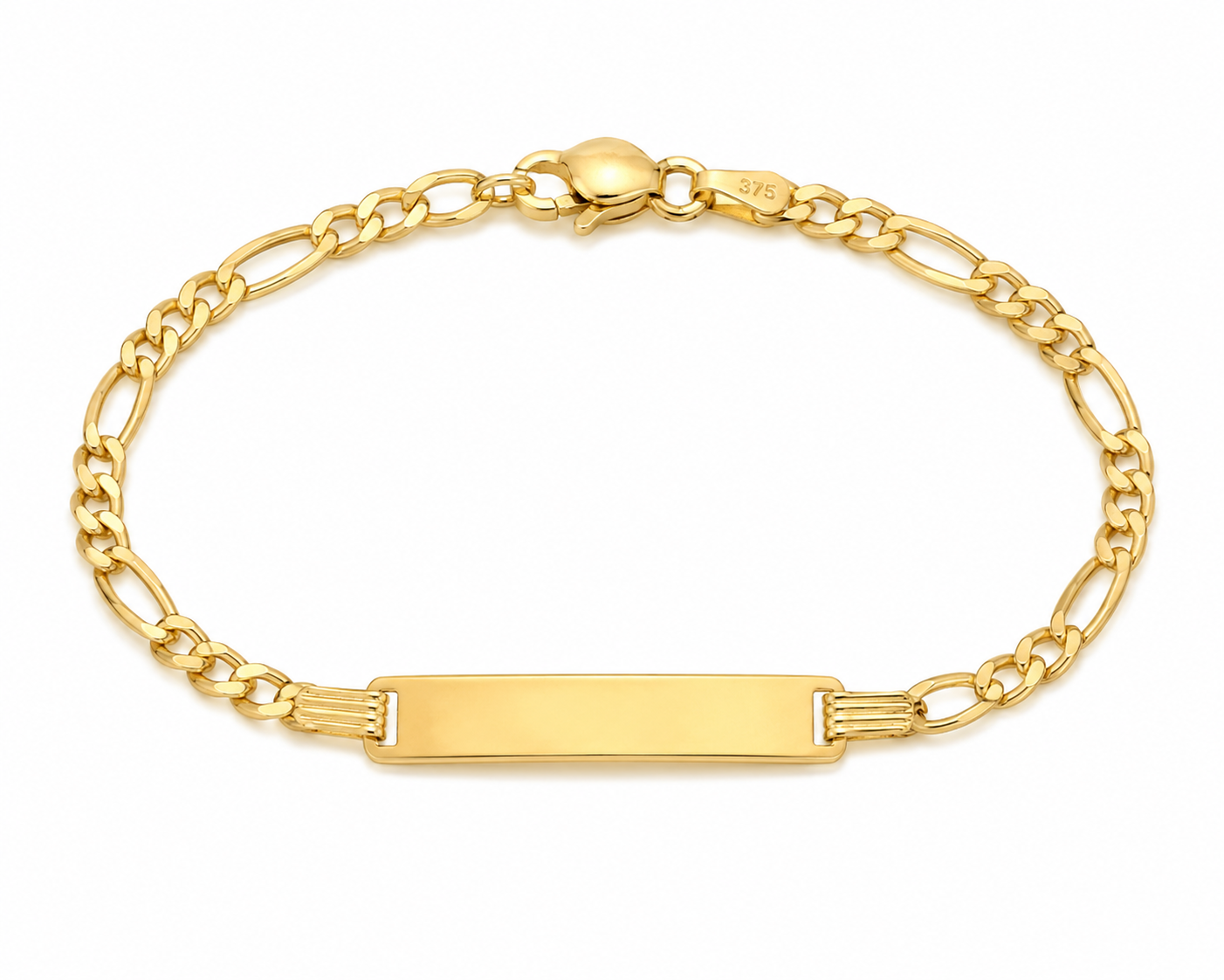 9ct Gold Kids Figaro ID Bracelet – 6.5”
