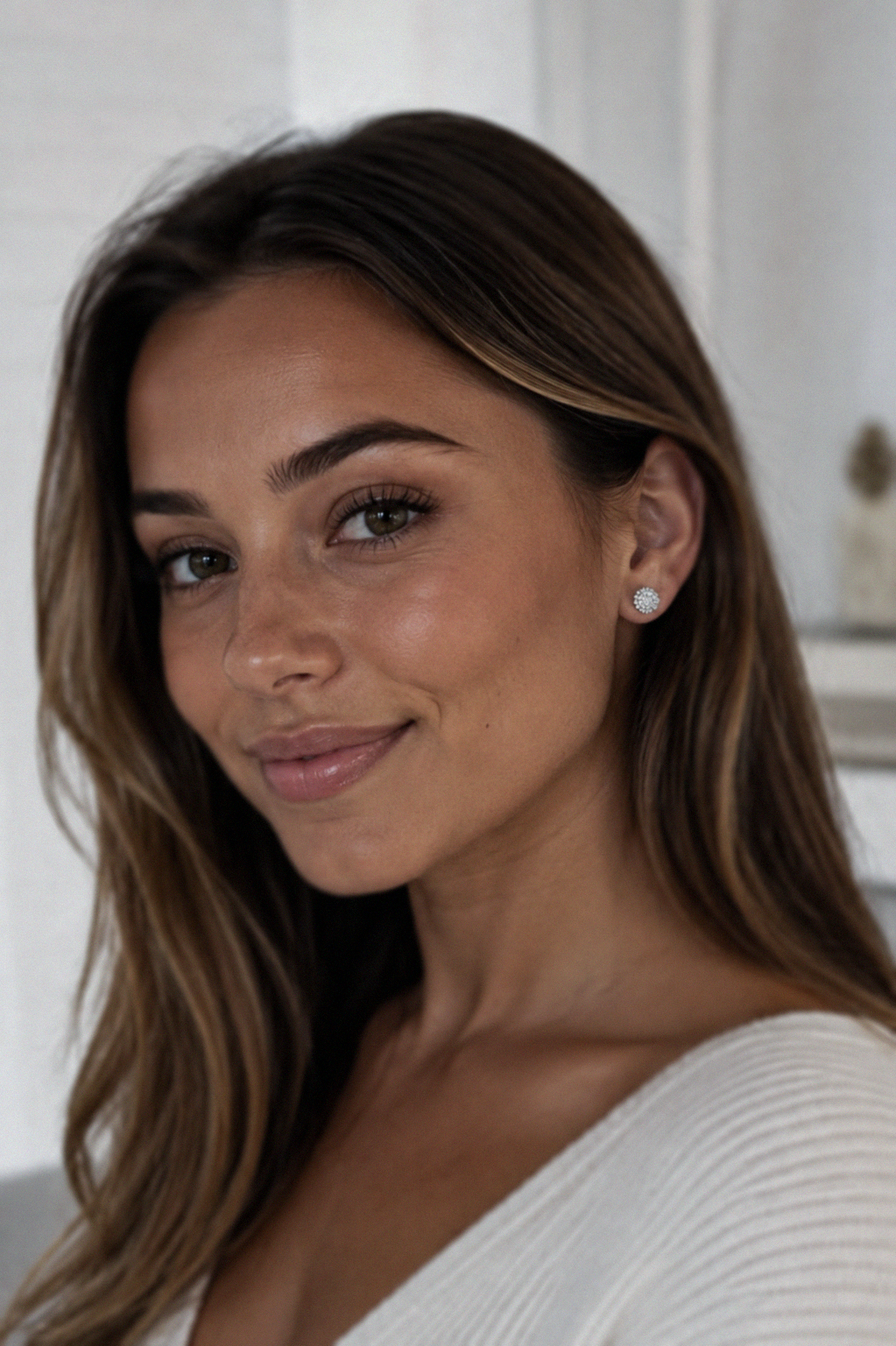 Silver Cubic Zirconia Cluster Halo Stud Earrings