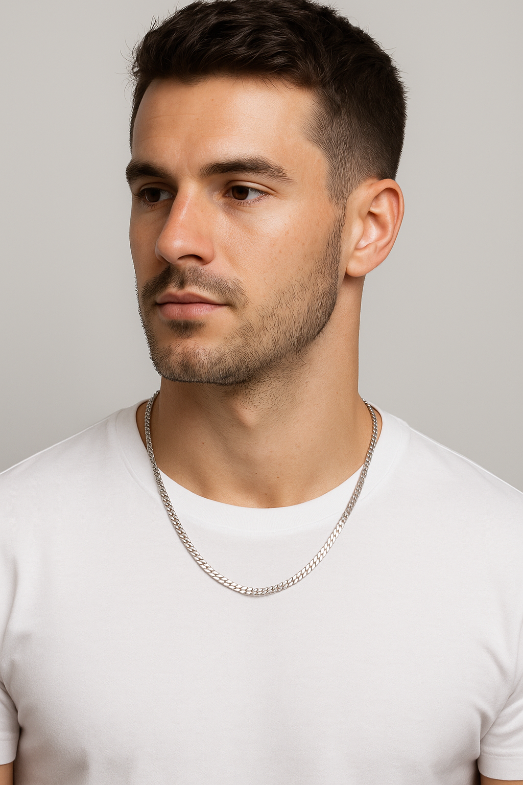 18ct White Gold Diamond-Cut Curb Chain | 20” | Solid 6.4g Premium Necklace -PRE ORDER