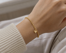 14ct Yellow Gold Belcher Bracelet with Heart Charm – 7”