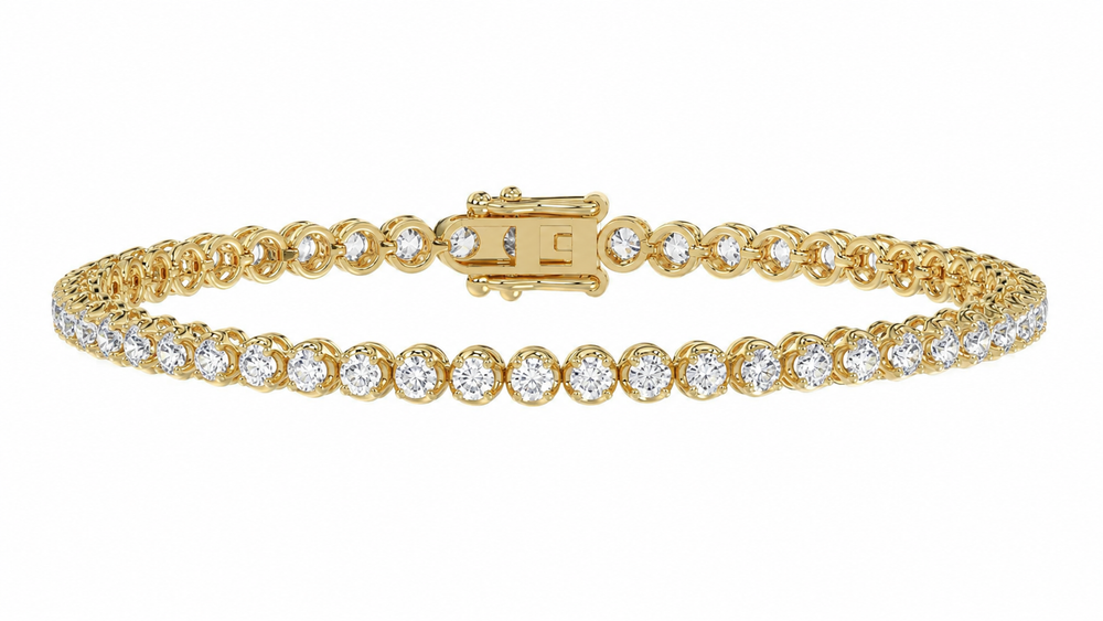 9ct Yellow Gold 3ct Lab-Grown Diamond Tennis Bracelet 7 Inch