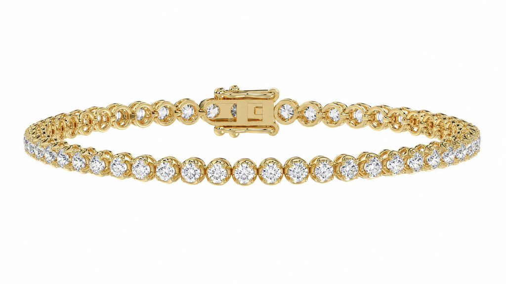 9ct Yellow Gold 3ct Lab-Grown Diamond Tennis Bracelet 7 Inch