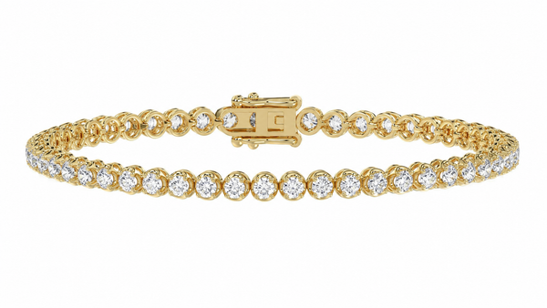 9ct Yellow Gold 3ct Lab-Grown Diamond Tennis Bracelet 7 Inch