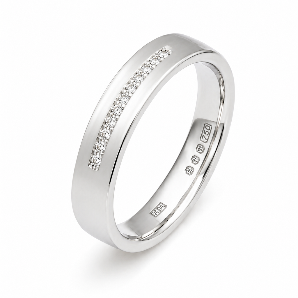 White Gold 0.17ct Natural Diamond Wedding Ring - 6mm