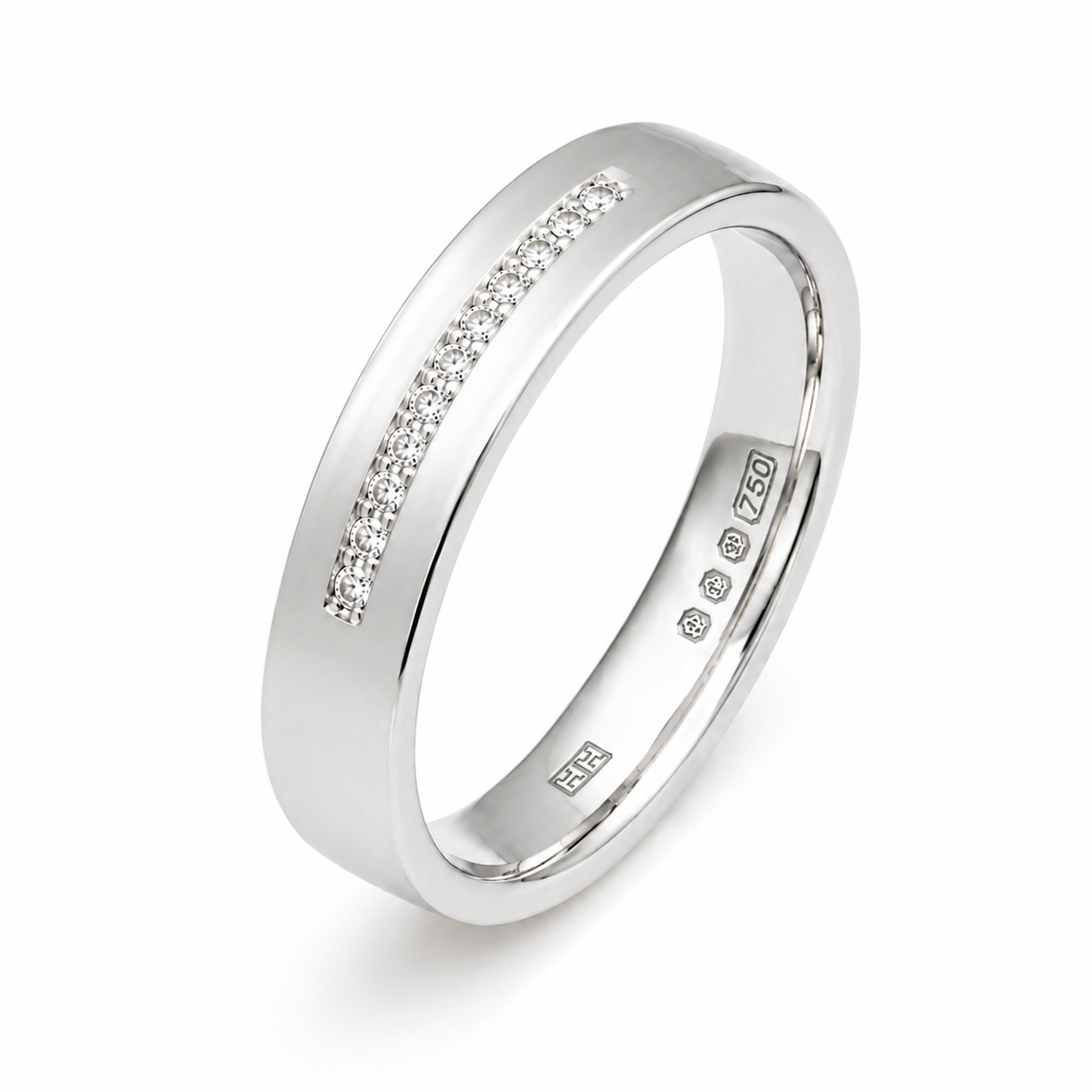 White Gold 0.17ct Natural Diamond Wedding Ring - 6mm
